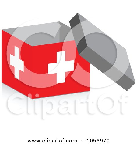 Royalty-Free Vector Clip Art Illustration of a 3d Open Swiss Flag Box With A Shadow by Andrei Marincas