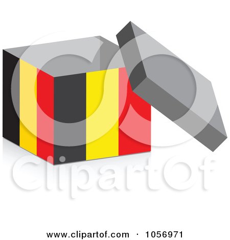 Royalty-Free Vector Clip Art Illustration of a 3d Open Belgium Flag Box With A Shadow by Andrei Marincas
