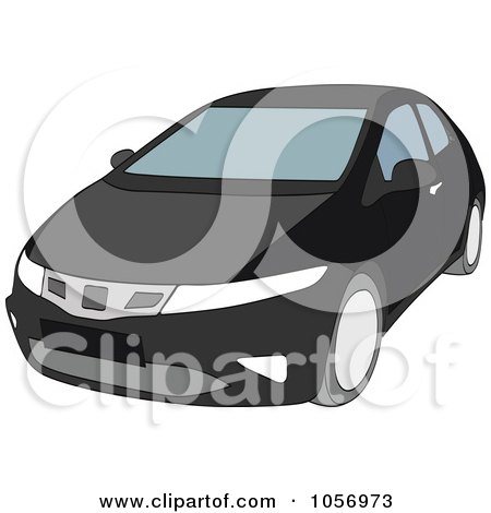 Royalty-Free Vector Clip Art Illustration of a Sporty Black Compact Car by Andrei Marincas