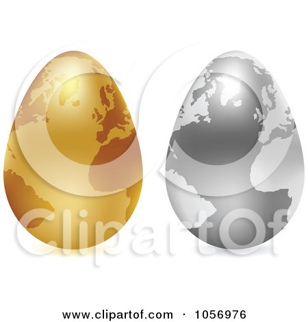 Royalty-Free Vector Clip Art Illustration of a Digital Collage Of 3d Silver And Gold Egg Globes by Andrei Marincas