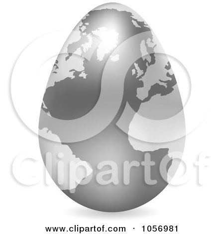 Royalty-Free Vector Clip Art Illustration of a 3d Silver Egg Globe With A Shadow by Andrei Marincas