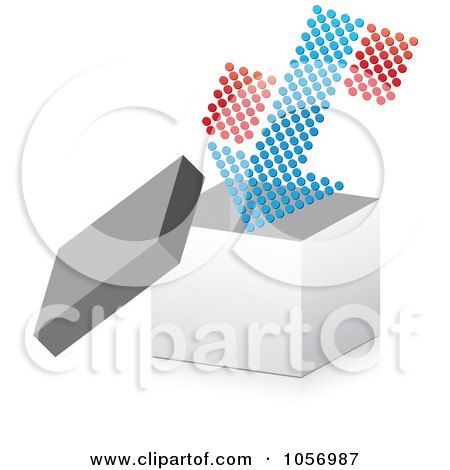 Royalty-Free Vector Clip Art Illustration of a Dot Arrow Pointing Down Into A 3d Box by Andrei Marincas