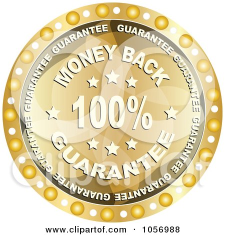 Royalty-Free Vector Clip Art Illustration of a Gold Money Back Guarantee Circle by Andrei Marincas