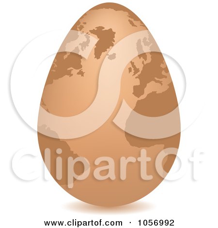 Royalty-Free Vector Clip Art Illustration of a 3d Brown Egg Globe With A Shadow by Andrei Marincas