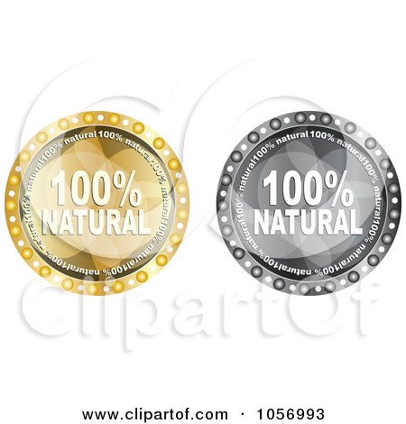 Royalty-Free Vector Clip Art Illustration of a Digital Collage Of Grayscale And Gold Natural Guarantee Circles by Andrei Marincas
