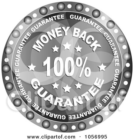 Royalty-Free Vector Clip Art Illustration of a Grayscale Money Back Guarantee Circle by Andrei Marincas