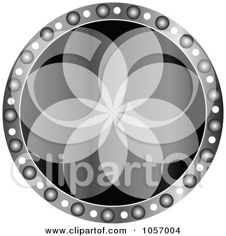 Royalty-Free Vector Clip Art Illustration of a Grayscale Floral Medallion by Andrei Marincas