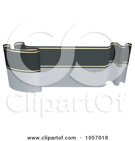 Royalty-Free Vector Clip Art Illustration of a Ribbon Banner In Black And Gold, With A Reflection - 7 by dero