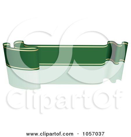Royalty-Free Vector Clip Art Illustration of a Ribbon Banner In Green And Gold, With A Reflection - 1 by dero