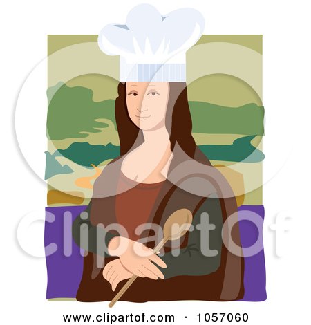 Royalty-Free Vector Clip Art Illustration of a Portrait Of Mona Lisa As A Chef, With White Edges by Maria Bell