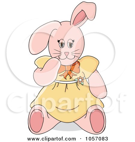 Royalty-Free Vector Clip Art Illustration of a Stuffed Female Bunny Rabbit In An Orange Dress by Pams Clipart