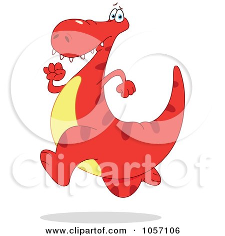 Royalty-Free Vector Clip Art Illustration of a Red Dinosaur Running by yayayoyo