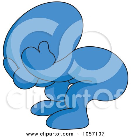 Royalty-Free Vector Clip Art Illustration of a Blue Toon Guy Pouting by yayayoyo