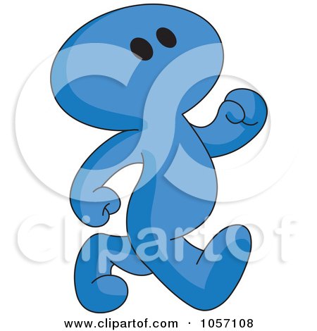 Royalty-Free Vector Clip Art Illustration of a Blue Toon Guy Walking by yayayoyo
