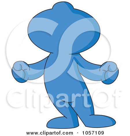 Royalty-Free Vector Clip Art Illustration of a Blue Toon Guy Looking Upwards by yayayoyo