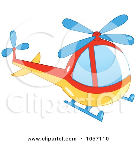 Royalty-Free Vector Clip Art Illustration of a Blue, Red And Yellow Helicopter by yayayoyo