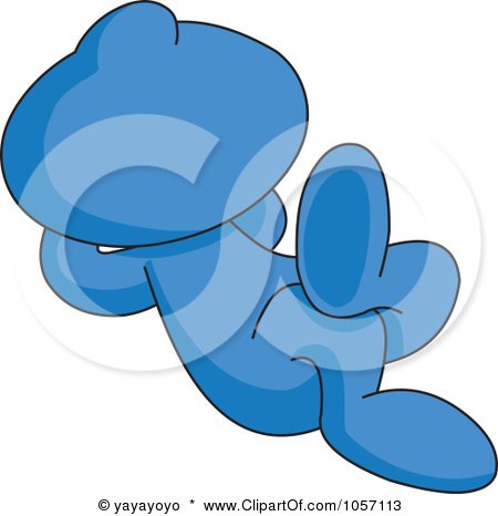 Royalty-Free Vector Clip Art Illustration of a Blue Toon Guy Relaxing by yayayoyo