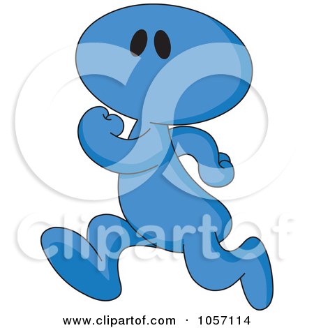 Royalty-Free Vector Clip Art Illustration of a Blue Toon Guy Running by yayayoyo