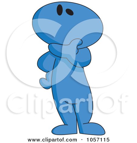 Royalty-Free Vector Clip Art Illustration of a Blue Toon Guy Thinking by yayayoyo