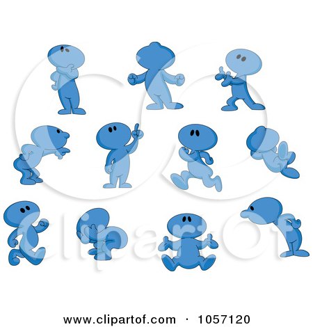 Royalty-Free Vector Clip Art Illustration of a Digital Collage Of Blue Toon Guys by yayayoyo