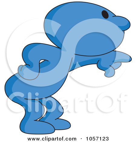 Royalty-Free Vector Clip Art Illustration of a Blue Toon Guy Pointing by yayayoyo