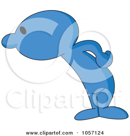 Royalty-Free Vector Clip Art Illustration of a Blue Toon Guy Looking by yayayoyo
