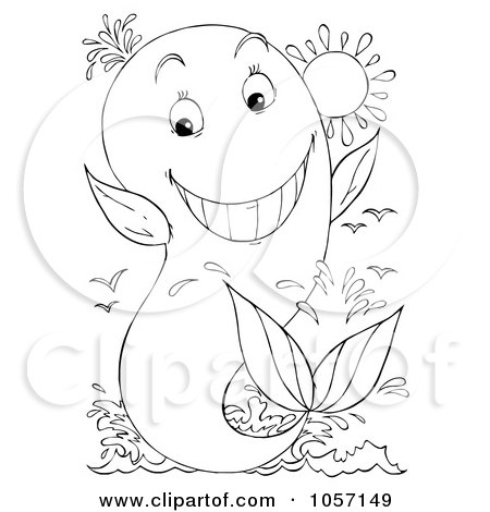 Royalty-Free Clip Art Illustration of a Coloring Page Outline Of A Whale Jumping by Alex Bannykh