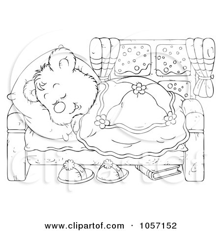 Royalty-Free Clip Art Illustration of a Coloring Page Outline Of A Sleeping Bear by Alex Bannykh