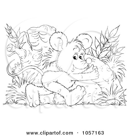 Royalty-Free Clip Art Illustration of a Coloring Page Outline Of A Mouse by Alex Bannykh
