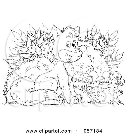 Royalty-Free Clip Art Illustration of a Coloring Page Outline Of A Fox by Alex Bannykh