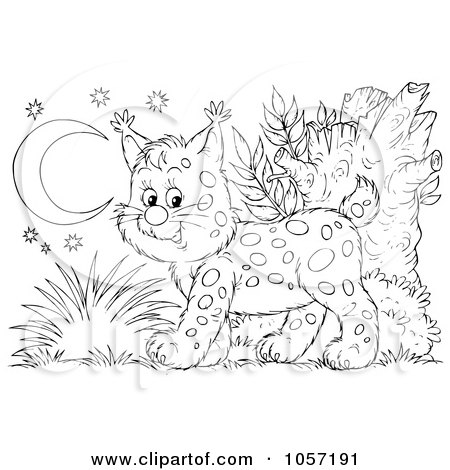 Royalty-Free Clip Art Illustration of a Coloring Page Outline Of A Bobcat by Alex Bannykh