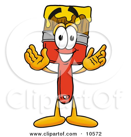 Clipart Picture of a Paint Brush Mascot Cartoon Character With Welcoming Open Arms by Toons4Biz