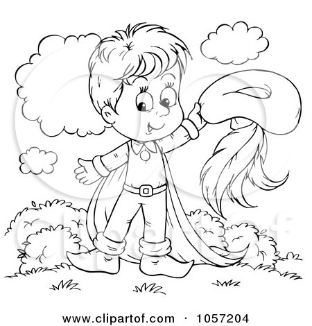 Royalty-Free Clip Art Illustration of a Coloring Page Outline Of A Prince Boy by Alex Bannykh