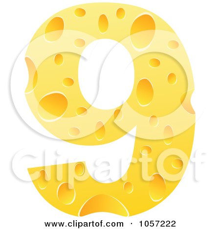Royalty-Free Vector Clip Art Illustration of a Cheese Textured Number 9 Nine by Andrei Marincas