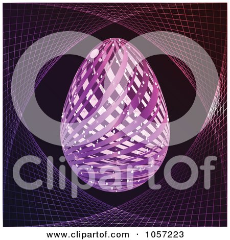 Royalty-Free Vector Clip Art Illustration of a Background Of A Purple Easter Egg And Mesh - 1 by Andrei Marincas