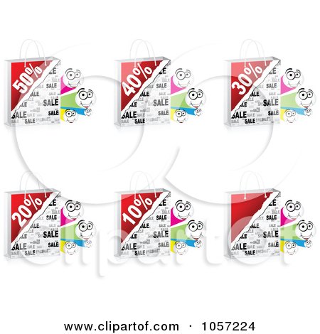 Royalty-Free Vector Clip Art Illustration of a Digital Collage Of Percent Off Sales Shopping Bags by Andrei Marincas