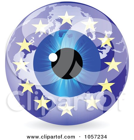 Royalty-Free Vector Clip Art Illustration of a 3d European Eye World Globe by Andrei Marincas