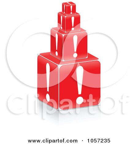 Royalty-Free Vector Clip Art Illustration of a Stack Of 3d Exclamation Point Boxes by Andrei Marincas