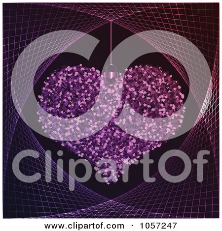 Royalty-Free Vector Clip Art Illustration of a Background Of A Purple Heart And Mesh by Andrei Marincas
