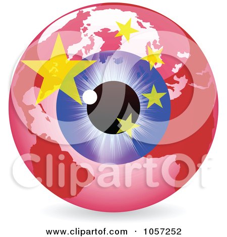 Royalty-Free Vector Clip Art Illustration of a 3d Chinese Eye World Globe by Andrei Marincas