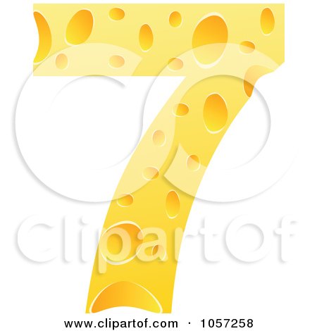 Royalty-Free Vector Clip Art Illustration of a Cheese Textured Number 7 Seven by Andrei Marincas