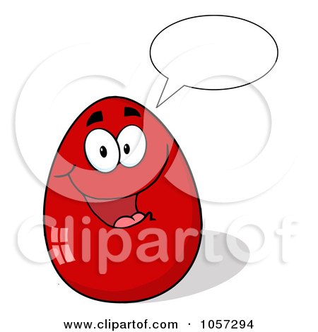 Royalty-Free Vector Clip Art Illustration of a Red Easter Egg Character Talking by Hit Toon