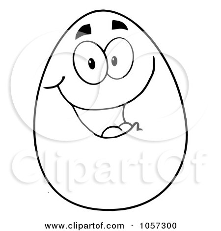 Royalty-Free Vector Clip Art Illustration of an Outlined Easter Egg Character by Hit Toon
