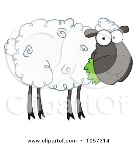 Royalty-Free Vector Clip Art Illustration of a Black Barnyard Sheep Eating Grass by Hit Toon