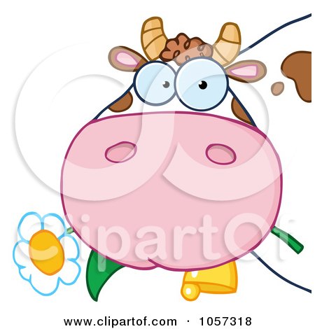 Royalty-Free Vector Clip Art Illustration of a Cow Eating A Flower by Hit Toon