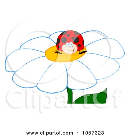 Royalty-Free Vector Clip Art Illustration of a Happy Ladybug On A Daisy by Hit Toon