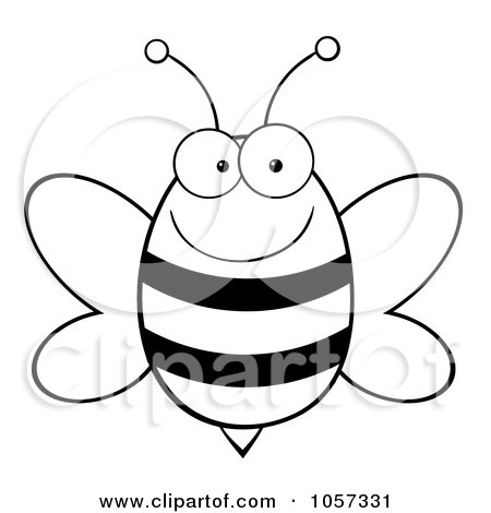 Royalty-Free Vector Clip Art Illustration of an Outlined Happy Bee by Hit Toon