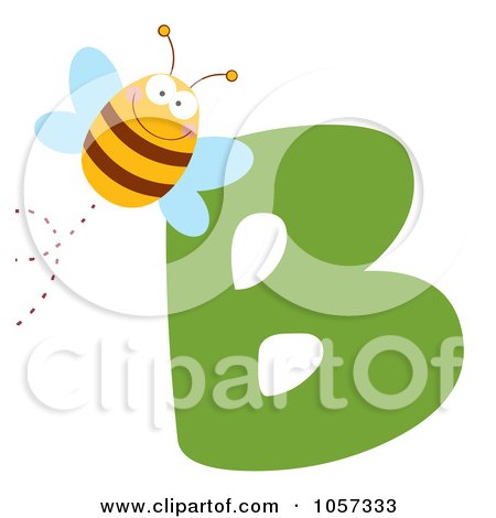 Royalty-Free Vector Clip Art Illustration of a Happy Bee By A Letter B by Hit Toon