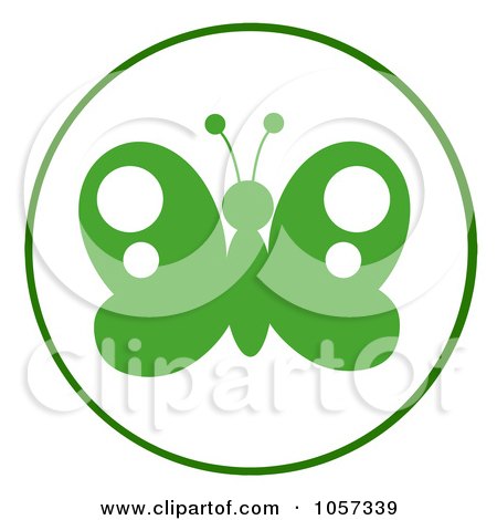 Royalty-Free Vector Clip Art Illustration of a Green And White Butterfly Logo by Hit Toon