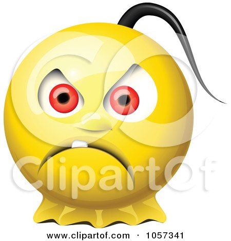 Royalty-Free Vector Clip Art Illustration of a 3d Mad Yellow Smiley Face With A Pony Tail by Oligo